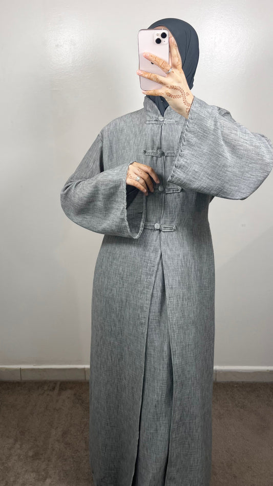 ENSEMBLE TOKYO LONG KIMONO + SOUS ABAYA GRIS