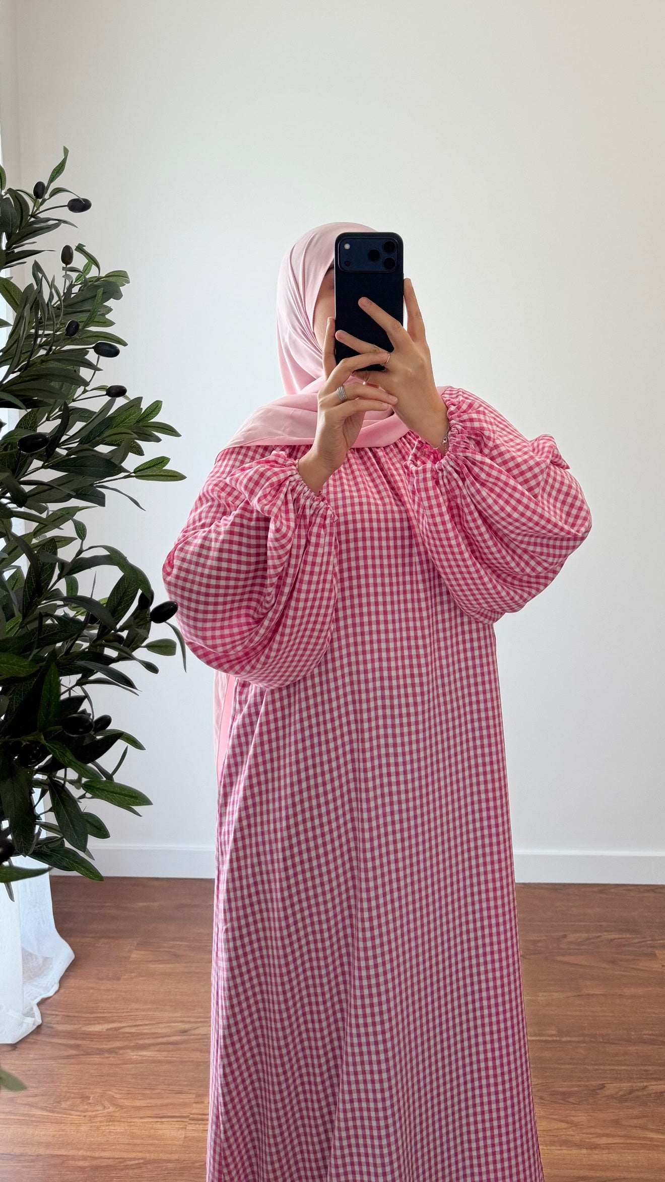 ABAYA VICHY ROSE FUSHIA