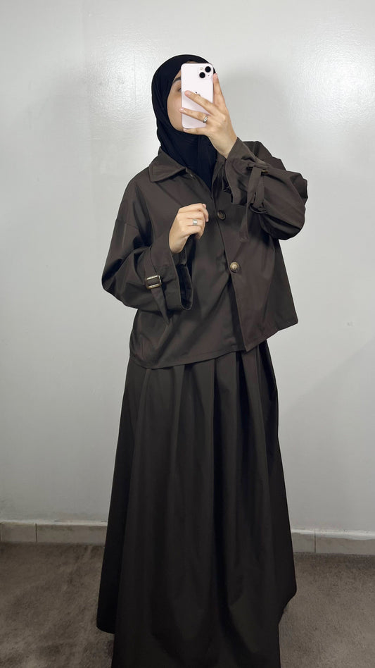 ENSEMBLE TRENCH VESTE + JUPE MARRON