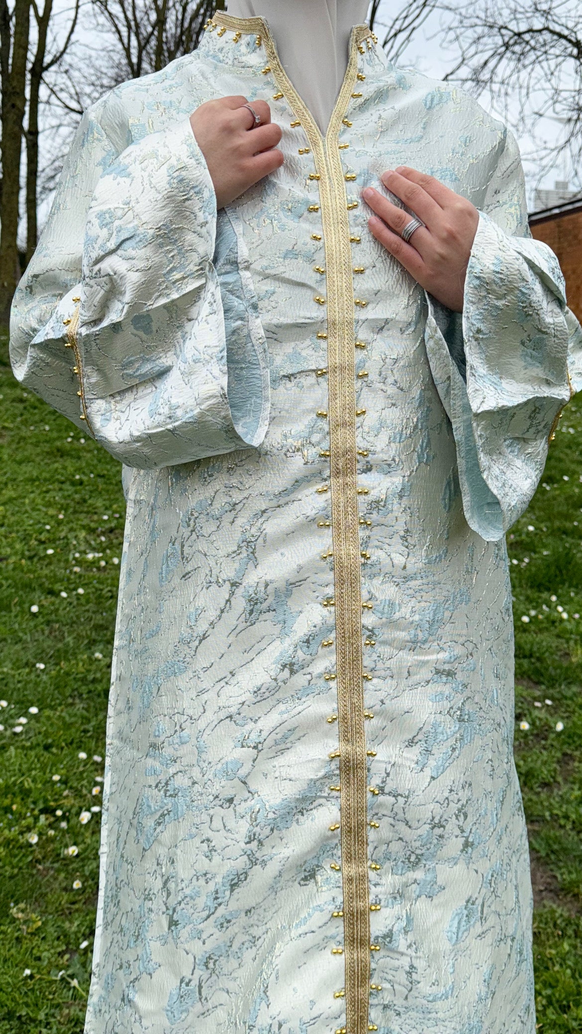 ABAYA STYLE CAFTAN QUALITÉ PREMIUM BLEU CIEL