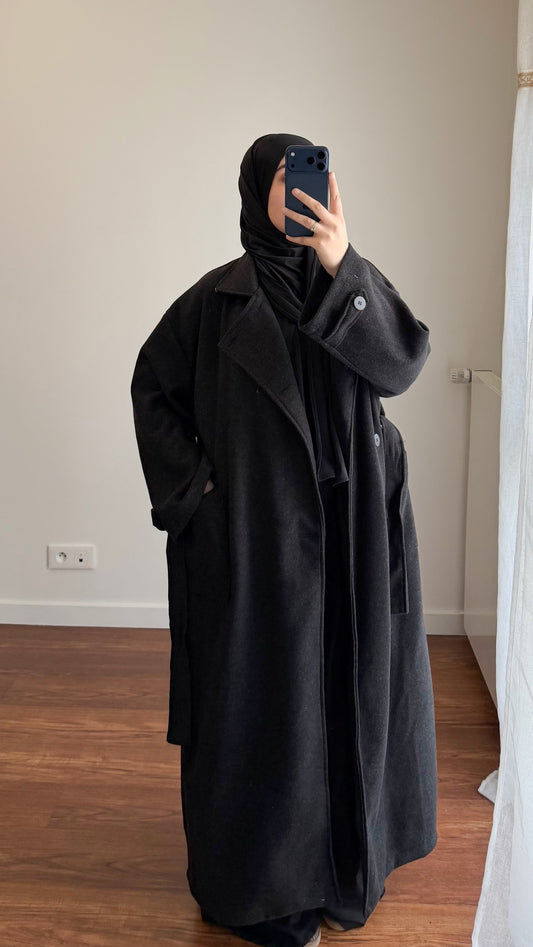 MANTEAU LONG MELINA NOIR