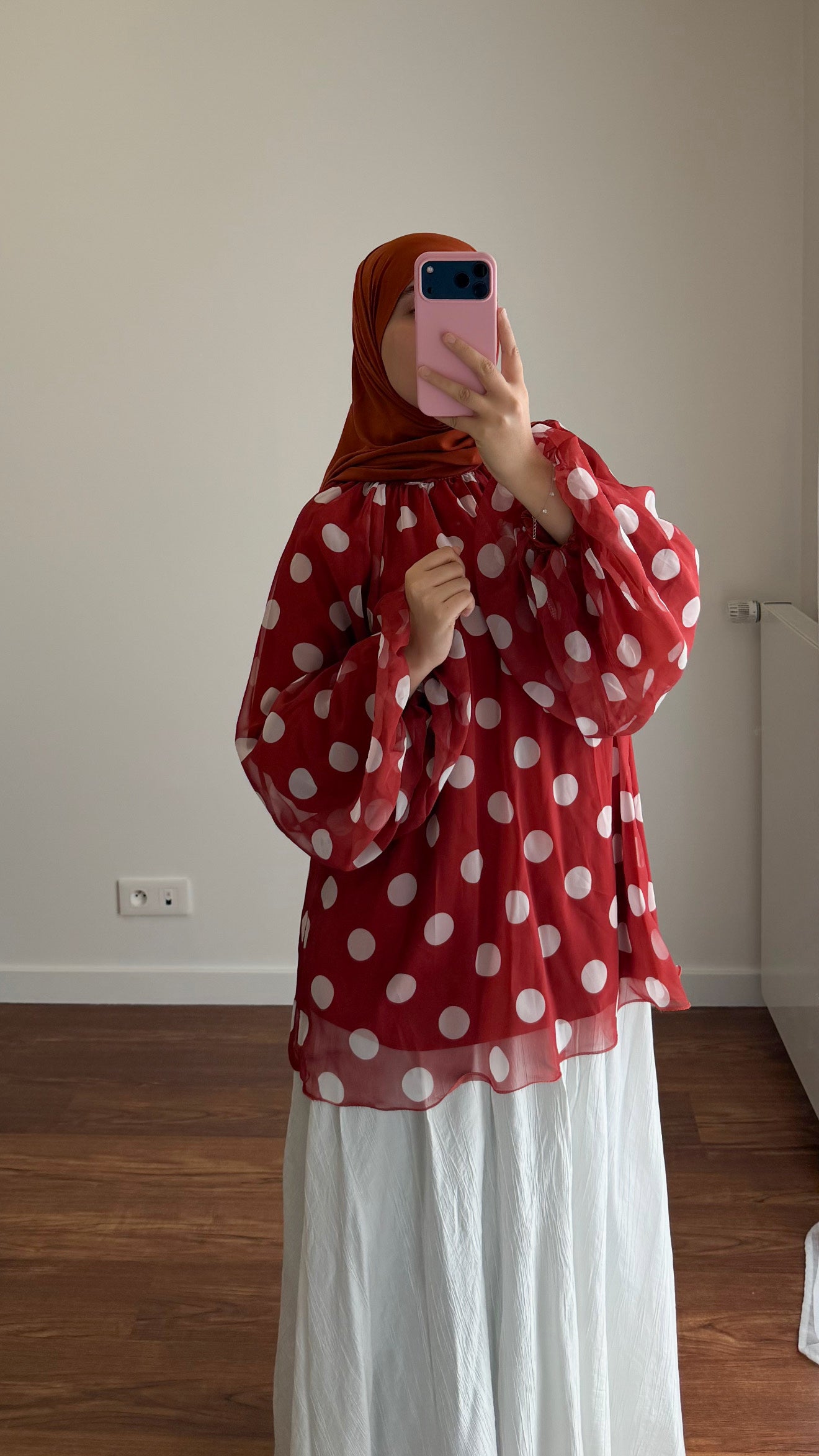 BLOUSE À GROS POIS ROUILLE