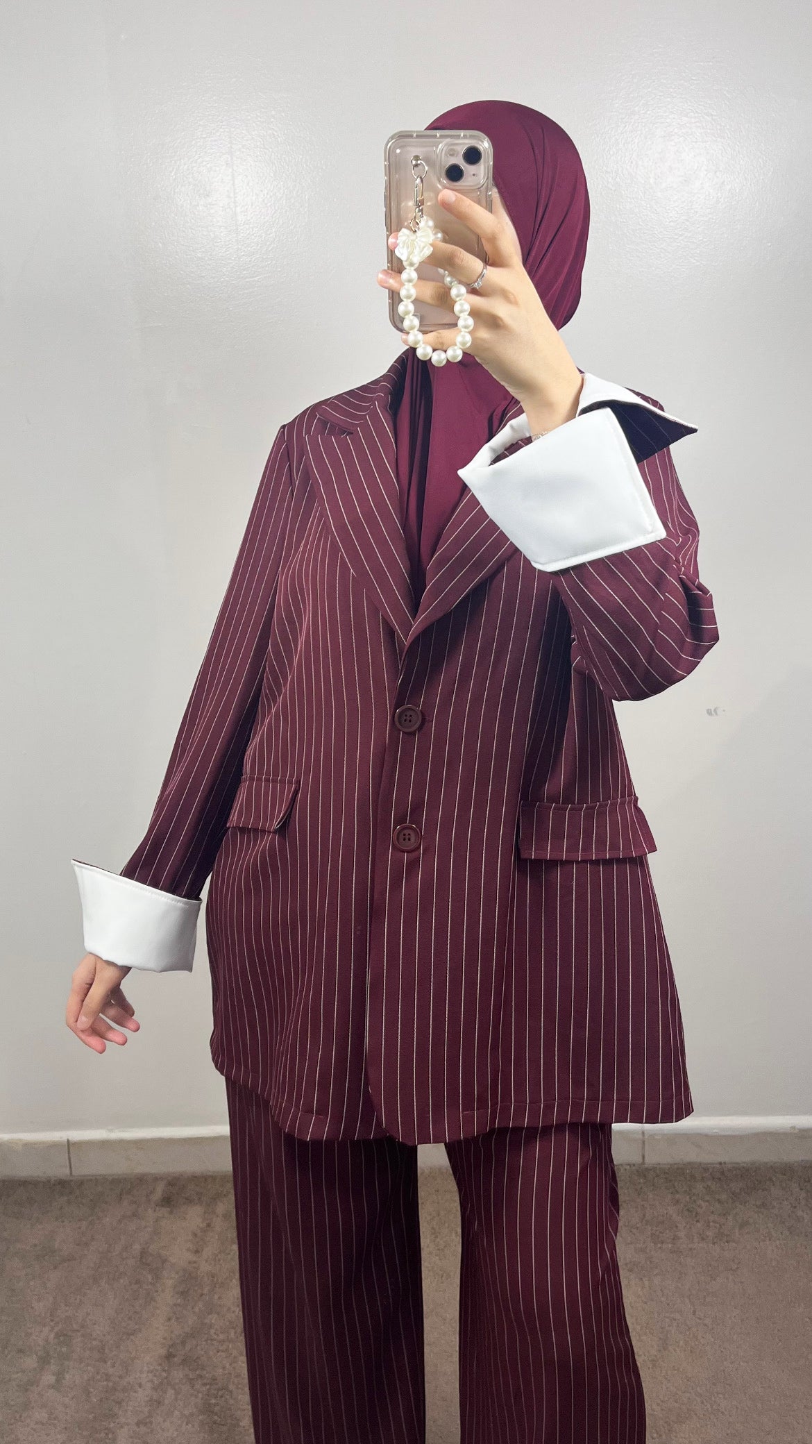 STRIPED BURGUNDY BLAZER SET