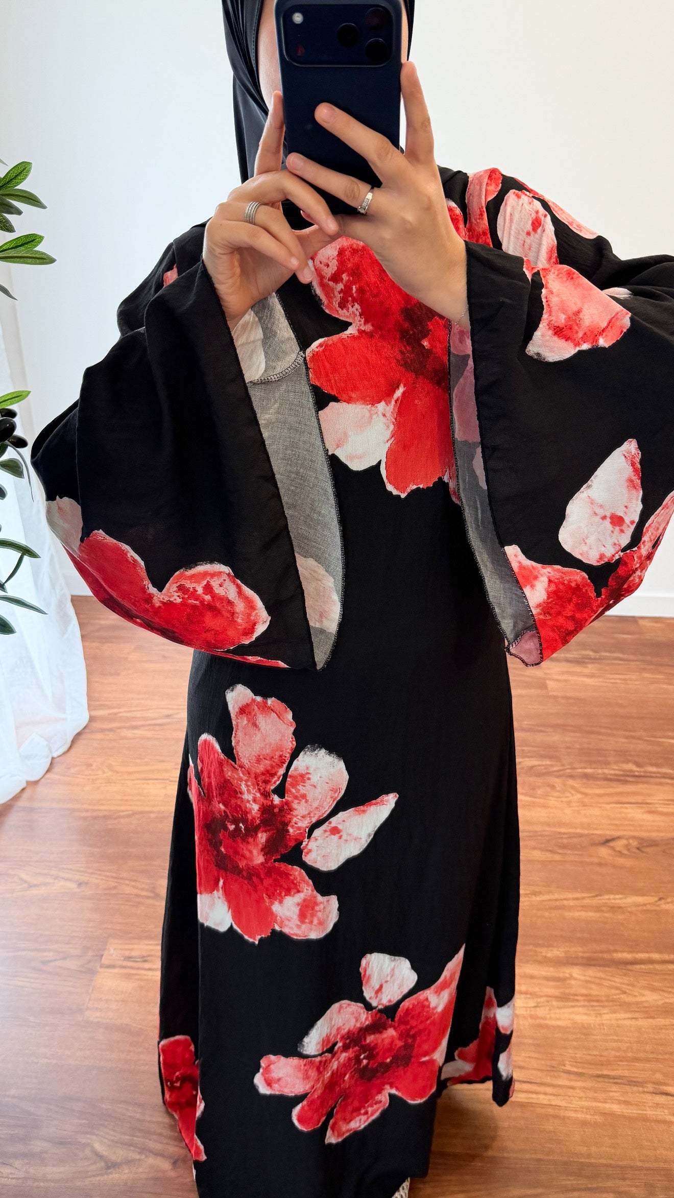 ROBE MOTIF FLEUR ROUGE/NOIR
